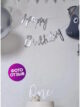 Гирлянда Happy Birthday бумажная растяжка курсив серебро