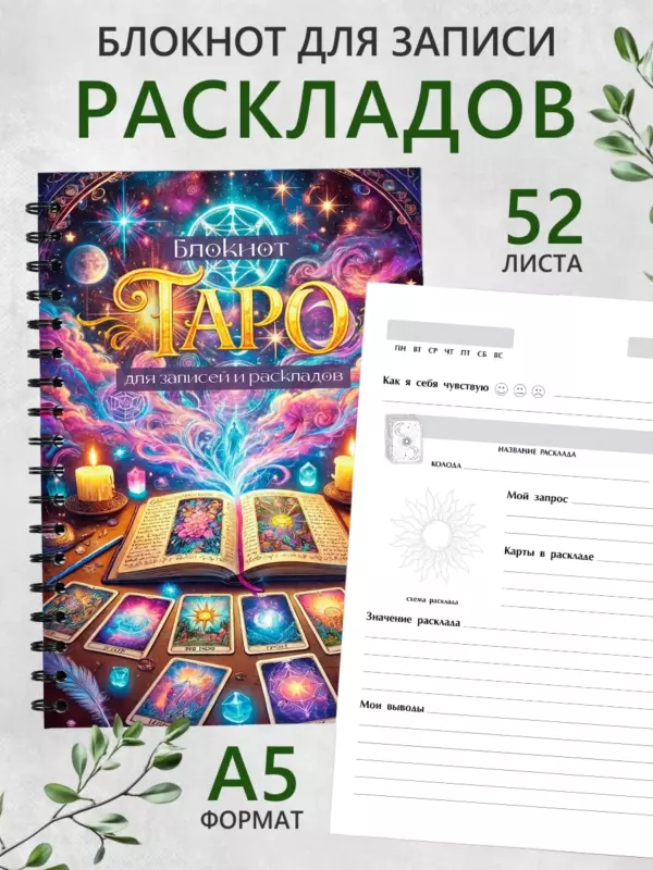 Блокнот Таро А5 52 листа — дневник таролога для записей и раскладов